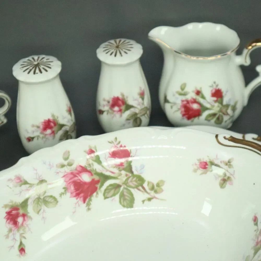 9 Pieces Serving Set Ucagco China Set Platter, Bowl S/P Shakers, Creamer, Sugar